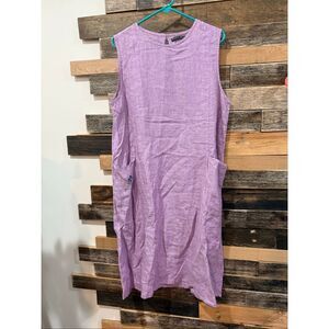 Gudrun Sjoden linen stripped dress pockets size L